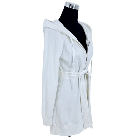Vtg Victoria's Secret Cozy Long Hooded Zip Belted Cardigan Sweater • Y2K Coquett - Picture 8 of 16
